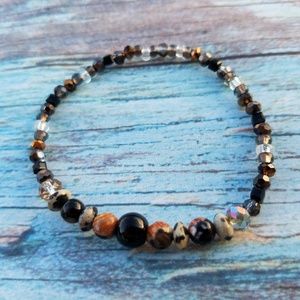 Handmade Natural Stone Earthtone Stretch Bracelet